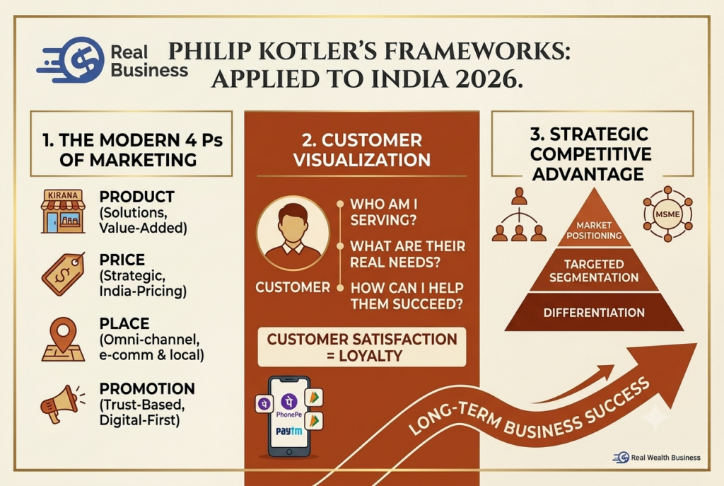 Philip Kotler marketing frameworks Real Wealth Business