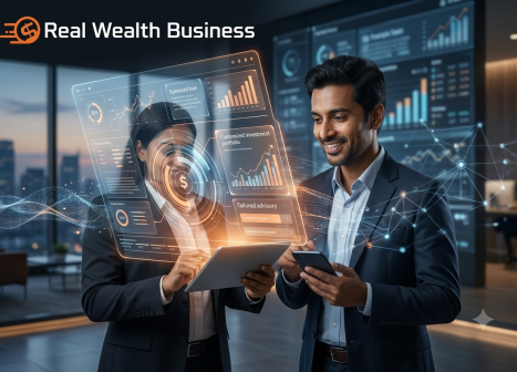 Real Wealth Business cover image on AI for business in Indian financial services sector